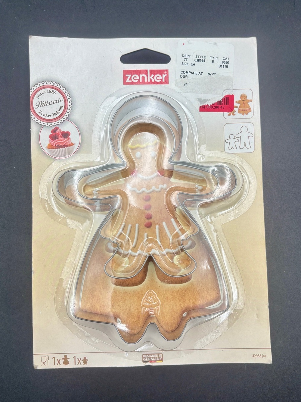 Zenker Stainless Steel Gingerbread Man Cookie Cutters Set - 2 Sizes - Brand New